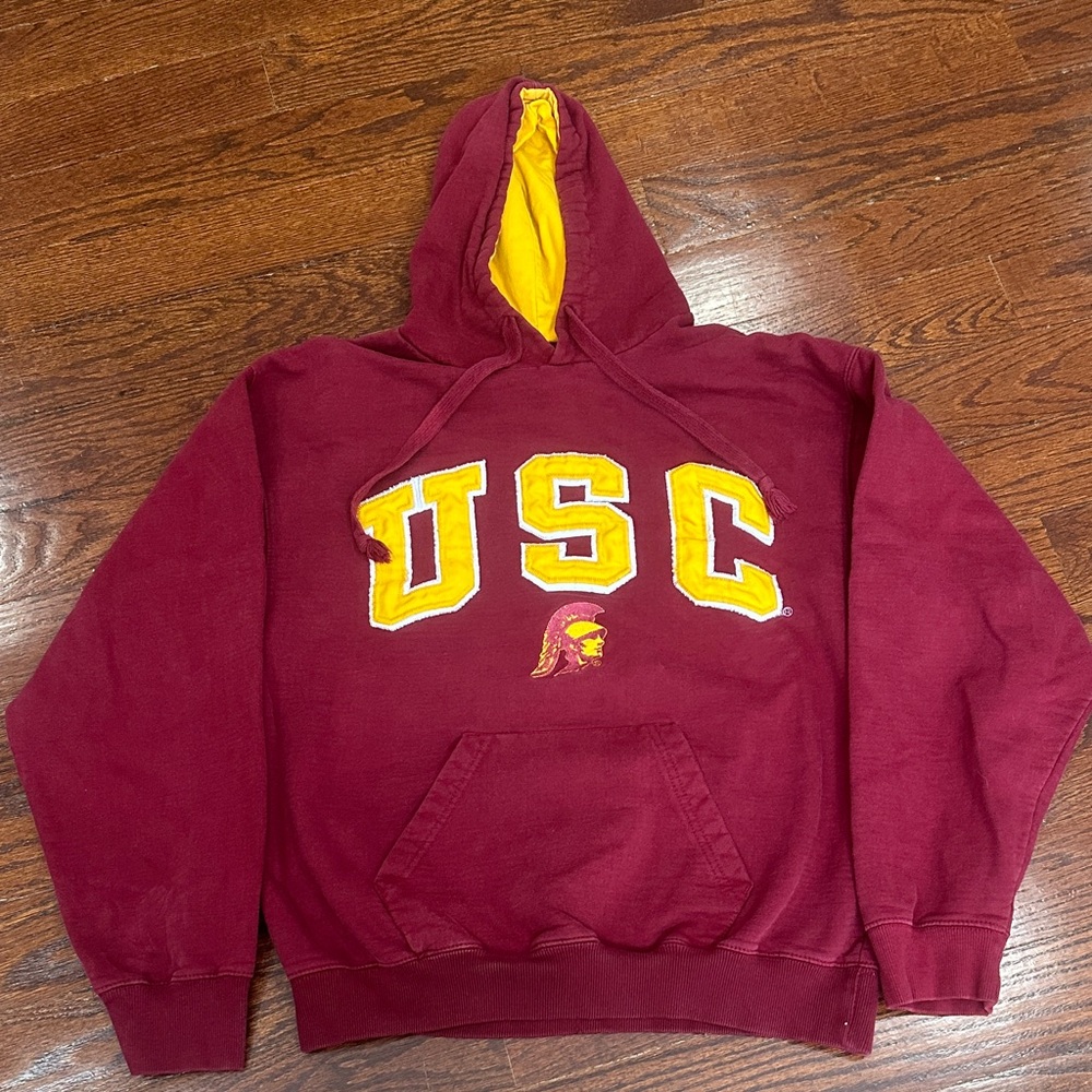 USC Maroon and Yellow Men's Hoodie Vintage